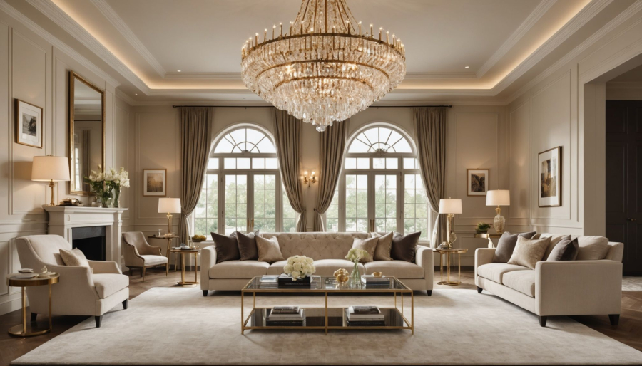 Come valorizzare il salone con un grande lampadario in cristallo